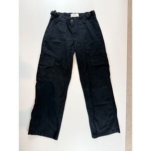 Hollister Low-Rise Baggy Cargo Pants Black Wide Leg Utility Mens 8L 28x31